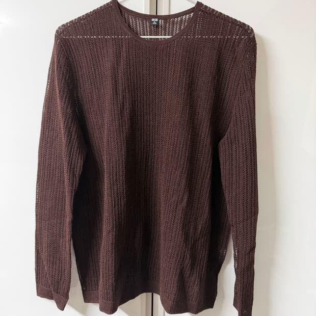 유니클로 브라운 시스루 니트