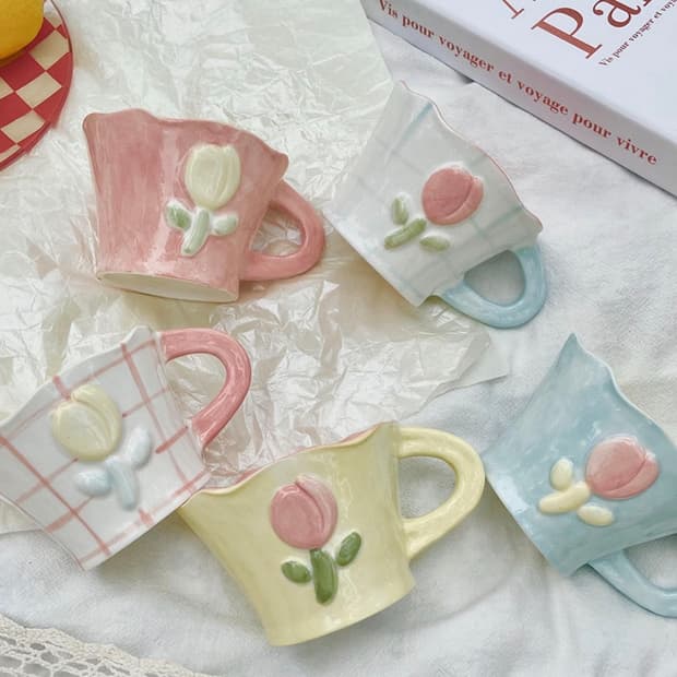튤립 🌷 빈티지 감성 컵