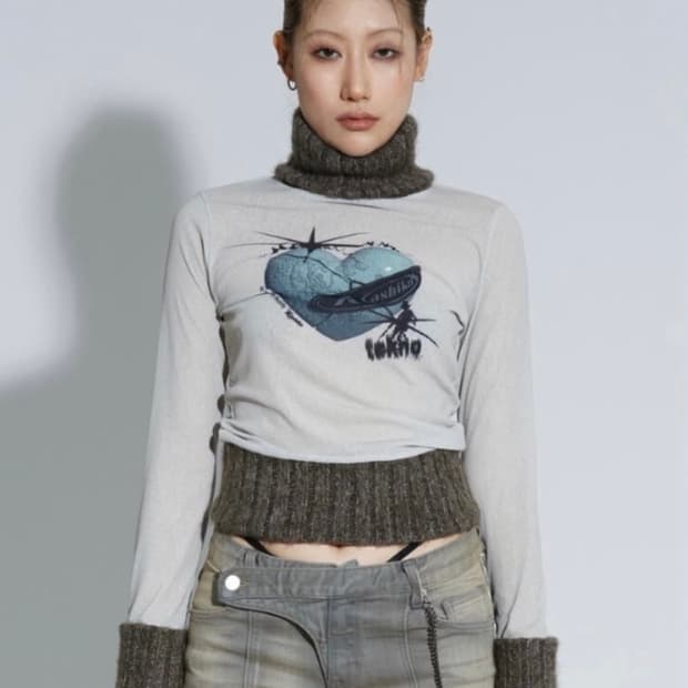 카시코 제이드 프린트 메쉬 탑 카키 판매 합니당