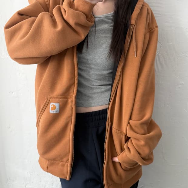Carhartt 칼하트 된장 컬러 써멀 후드집업