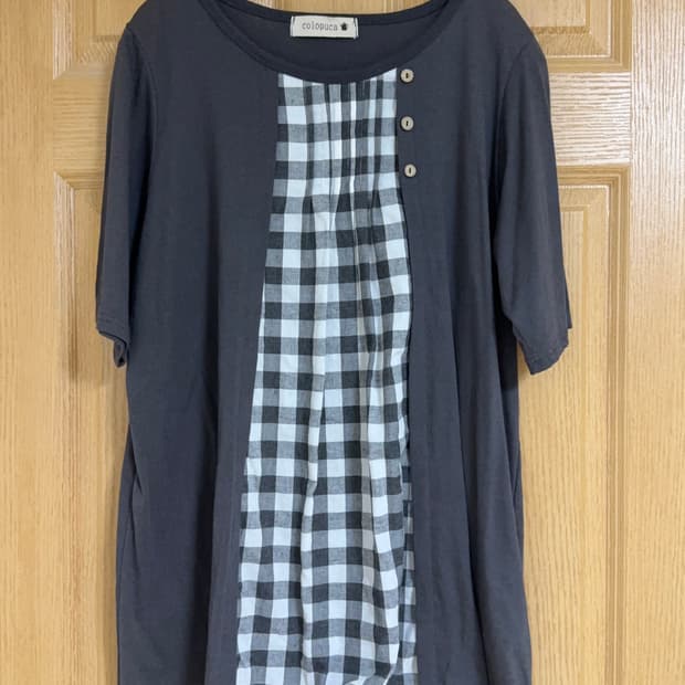 빈티지 바선생 st 체크 반팔티