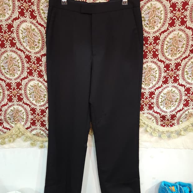 라프시몬스 울 캐시미어 블랙 슬랙스 팬츠

