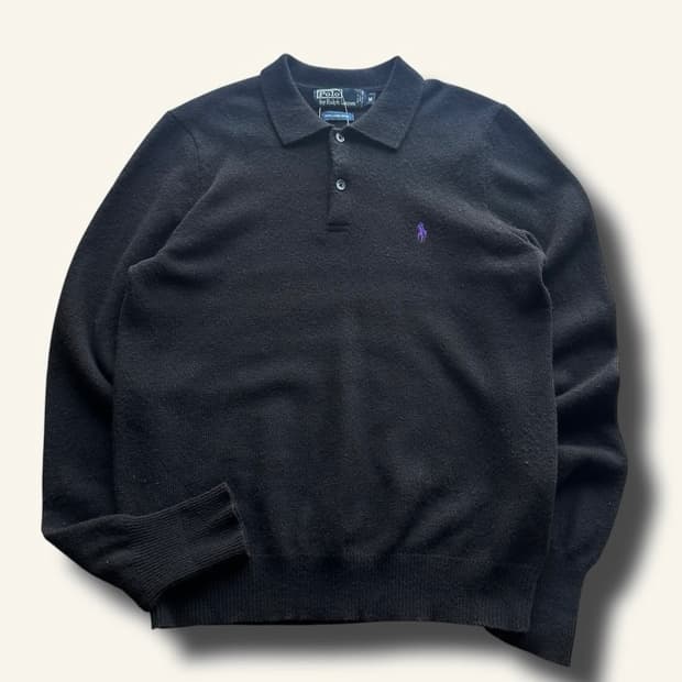폴로랄프로렌 블랙 램쓰울 카라 니트