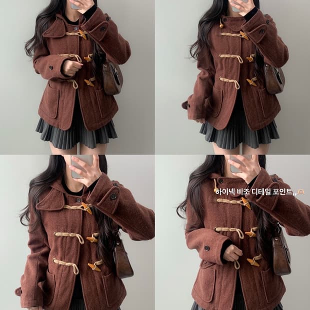 빈티지 브라운 더플 숏코트  