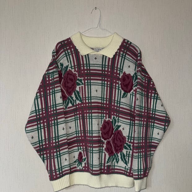 캐나다 빈티지 장미 니트 그랜마코어