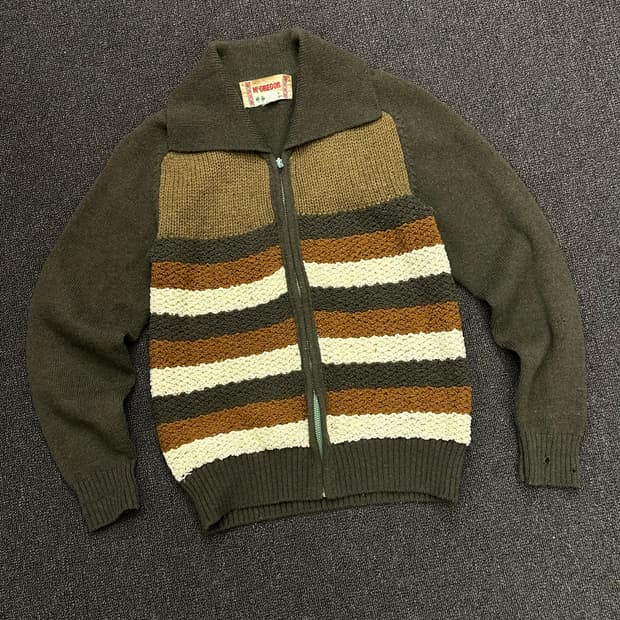 M)맥그리거 빈티지 코위찬 울집업 니트