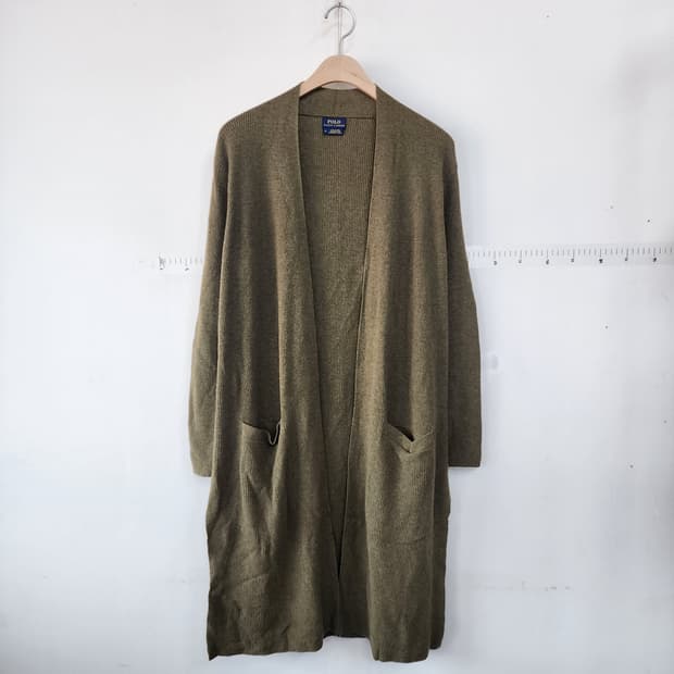 폴로 랄프로렌 롱 케이프 가디건 카키