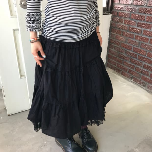 빈티지 여성 레이스 빅사이즈 캉캉 롱스커트 (Z1618)