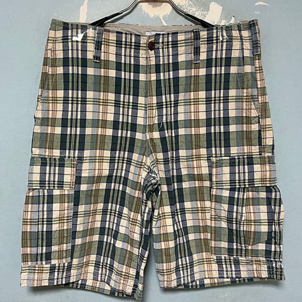 GAP 갭 남자 타탄체크 카고 반바지 캐주얼 아메카지 코튼 XL 34