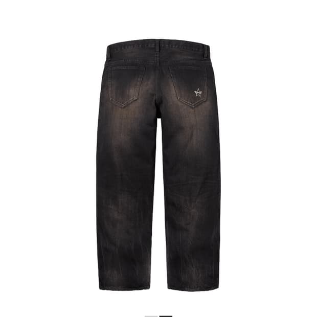 슈프림 루즈 핏 디스트레스드 셀비지 데님 진 34사이즈