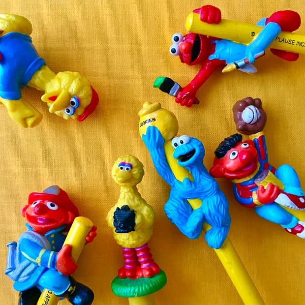 레트로 세서미 스트리트 피규어 연필