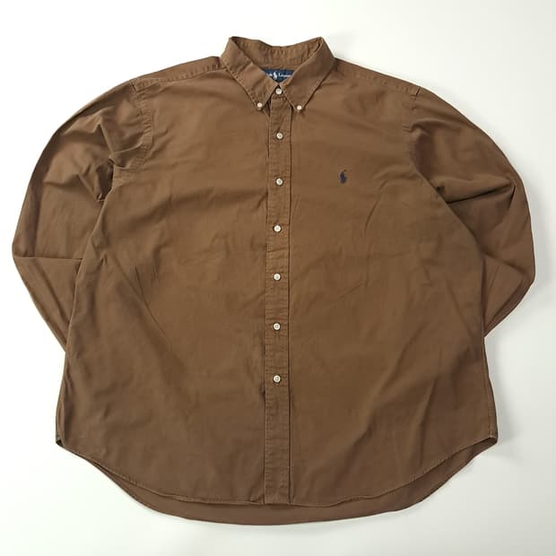 CA146 2XL 폴로 클래식핏 00s 브라운 트윌 셔츠 남방