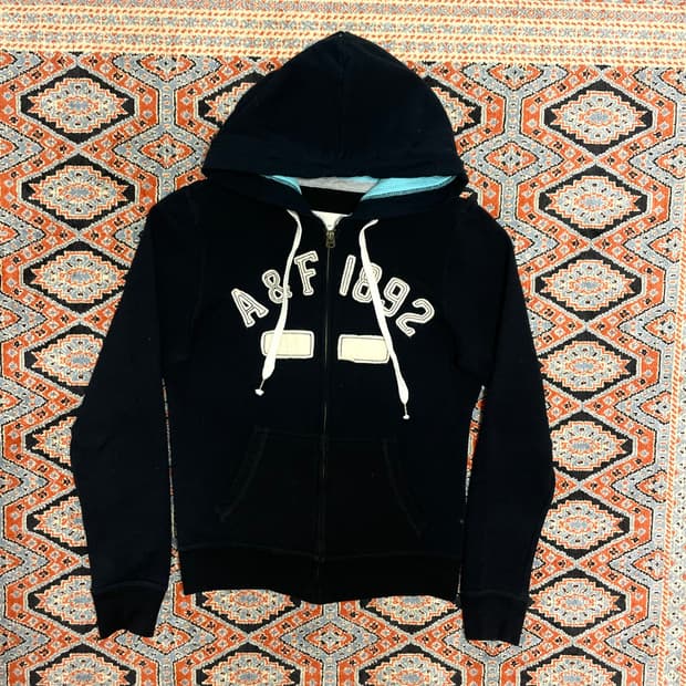 아베크롬비 스펠로고 네이비 기모 후드집업 여성M