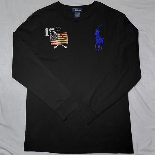 폴로 랄프로렌 주니어 빅포니 성조기 긴팔 티셔츠 (L 14-16)