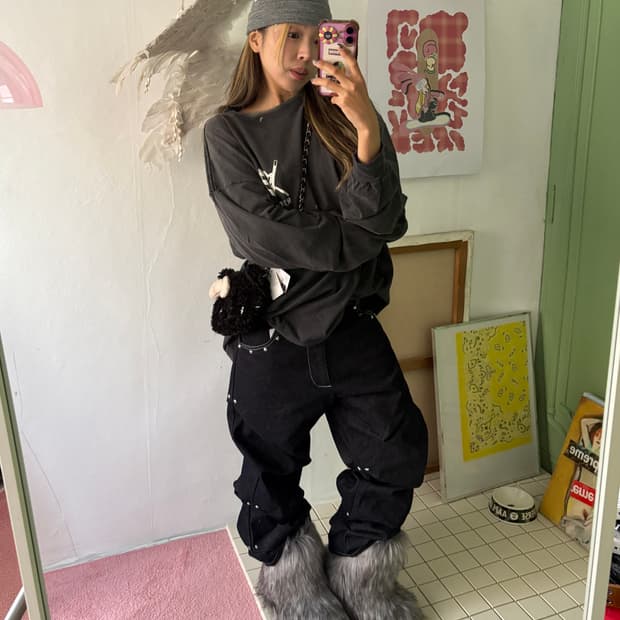 AAO viedit starry stud random tuck pants