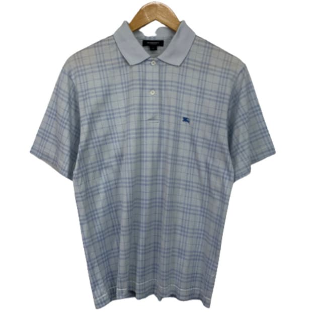 버버리 하늘색 체크 반팔셔츠 