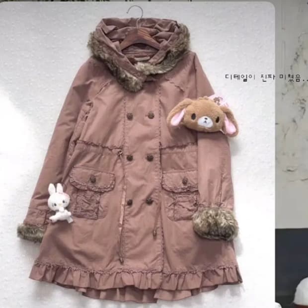 엑시즈팜 모리걸 러블리갸루 초코라떼맛 퍼 야상 아우터