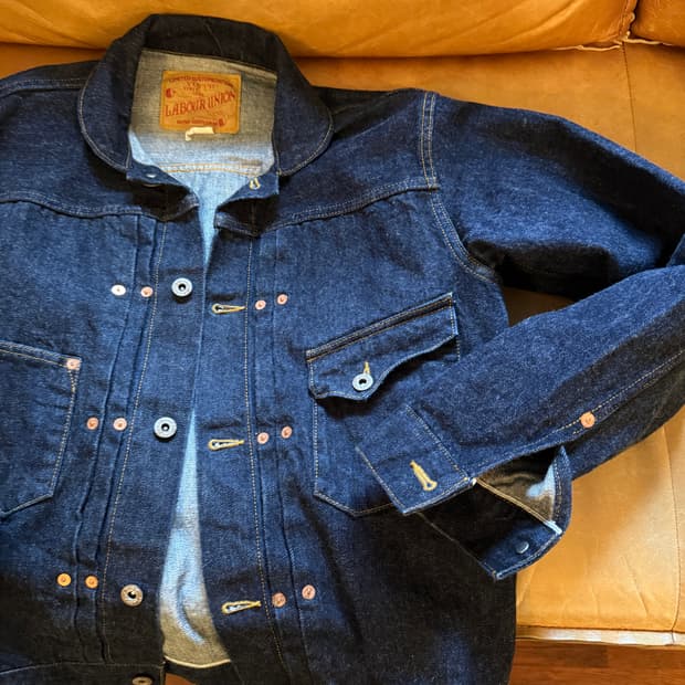 레이버유니온 데님자켓 셀비지자켓 트러커자켓 청자켓 엣라코