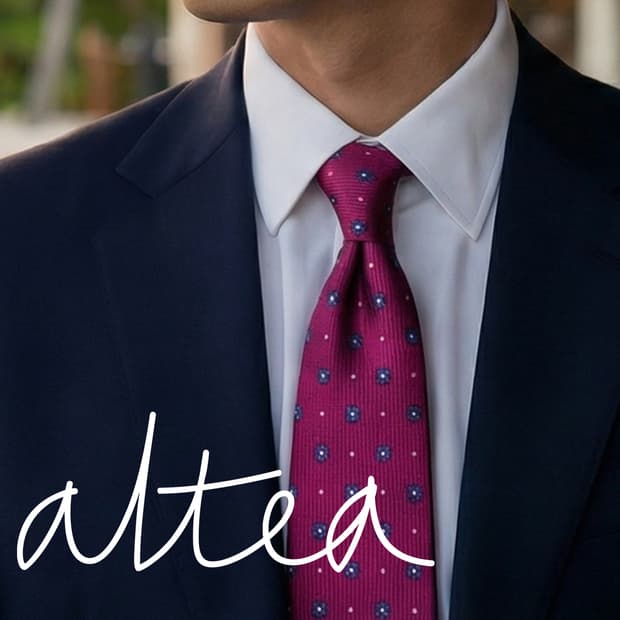 알테아 실크 핫핑크 마이크로 플라워 넥타이 8.7cm A등급 A19369