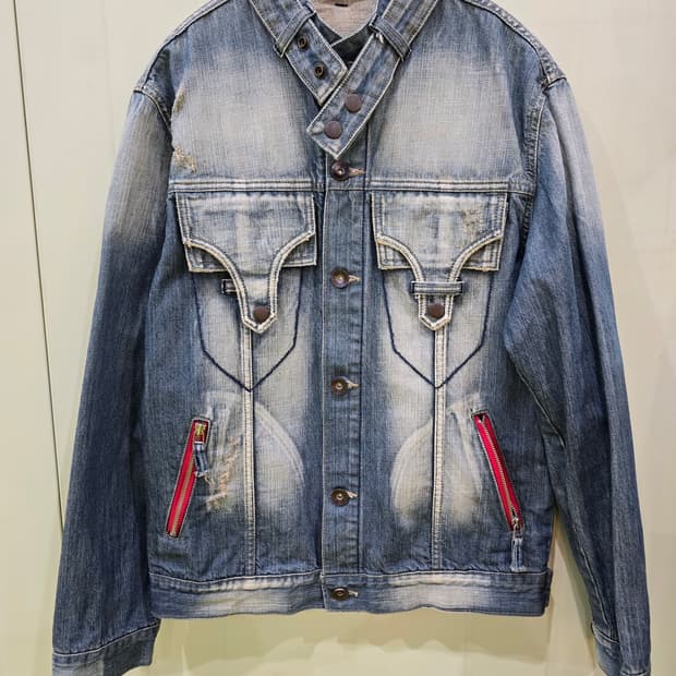 Cony Cuny 빈티지 Y2K  워싱 데님 자켓 청자켓