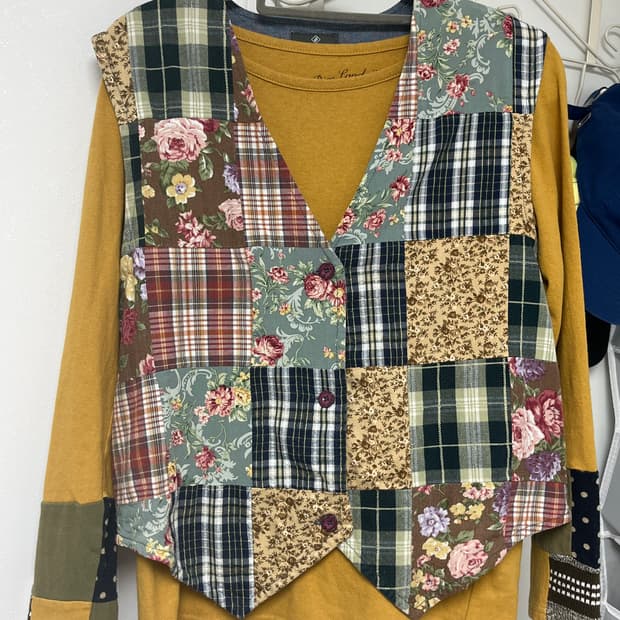 히피 하구미 패치워크 조끼