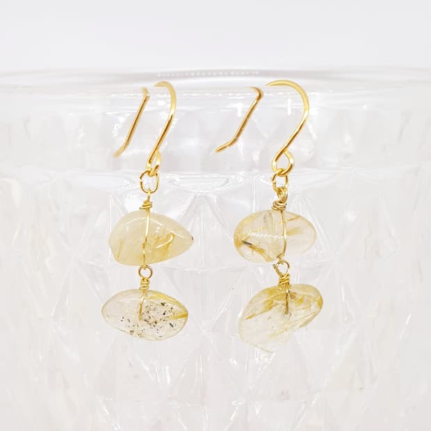 루틸원석 귀걸이