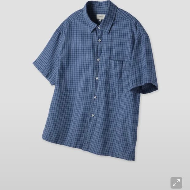 모먼트 워시드 블루체크 하프셔츠 s사이즈