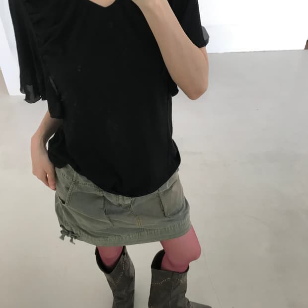 vintage black frill top