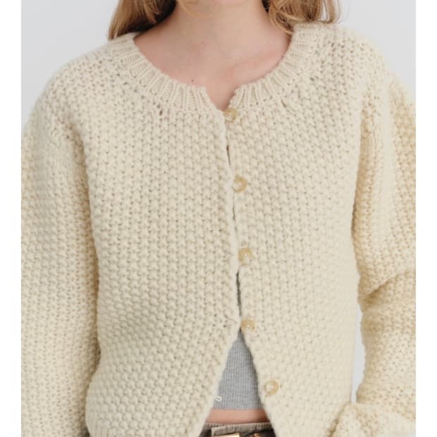 리본빛 테디 니트 가디건 아이보리