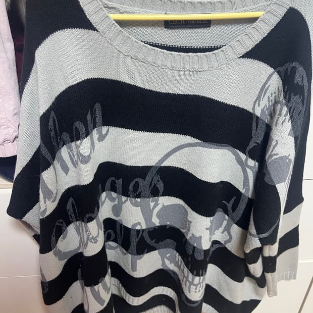 빈티지 세실맥비 스컬해골스프라이트 니트 갸루 펑크 cecil mcbee