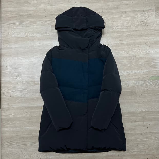 지고트 여성 구스다운 스웨이드 배색 롱패딩 [블랙] 88-90-160