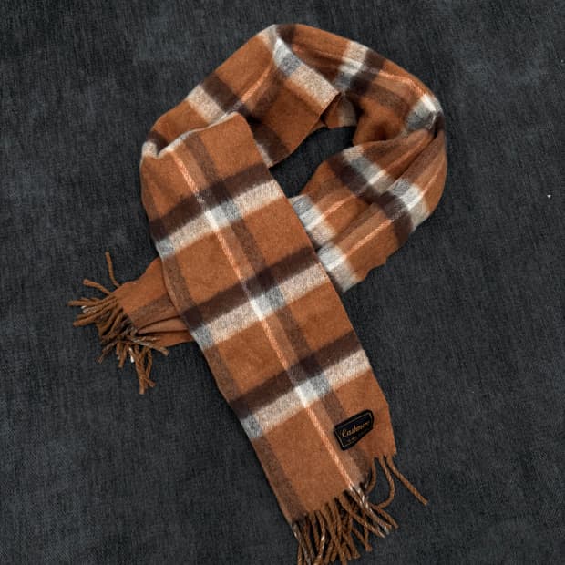 빈티지 캐시미어 체크 머플러