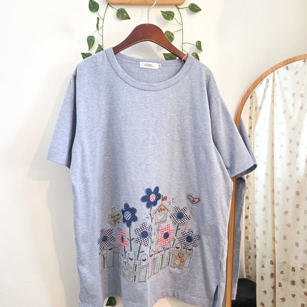 패치 디테일 반팔 티셔츠 [빅사이즈]