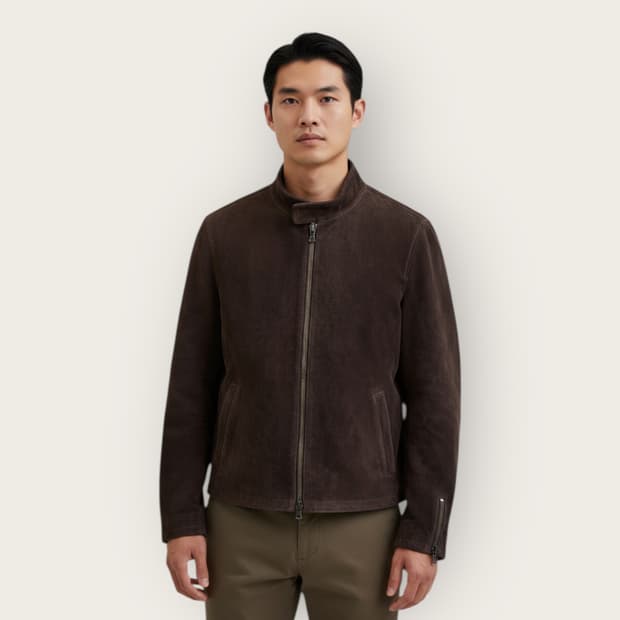 L/ 몬테도로 스웨이드 카우레더 자켓