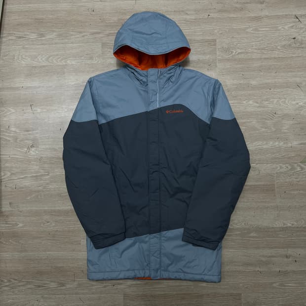컬럼비아 키즈 배색 후드 바람막이 점퍼 [그레이] L(14-16)