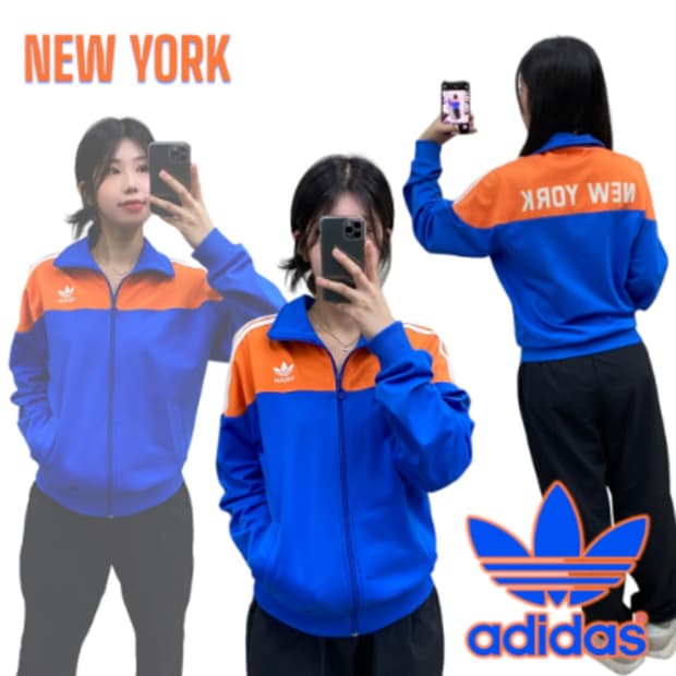 아디다스 뉴욕 오렌지 배색 스카이 블루 트랙탑 M
