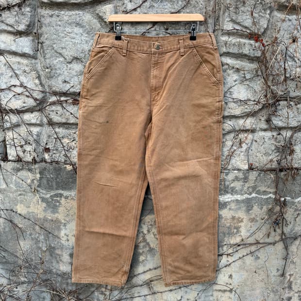 칼하트 빈티지 b11 브라운 덕캔버스 카펜터 싱글니 워크 팬츠 36