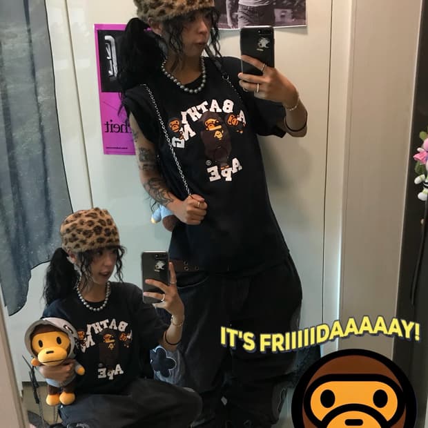 🤎 베이프 사루!! 마일로!!! 프린팅 반팔 티셔츠 🤎