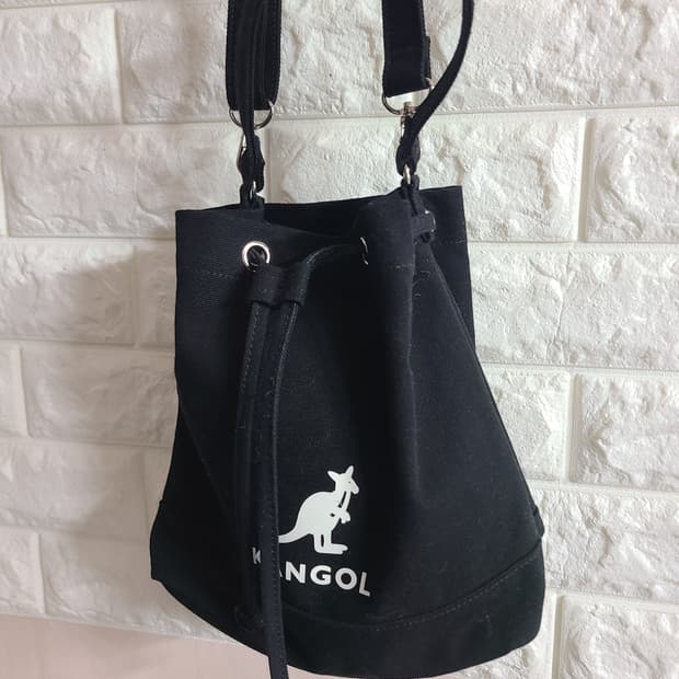 캉골 블랙 캔버스 버킷백