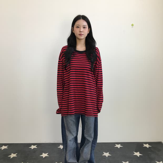Red Black Stripe Long Sleeve T-shirt