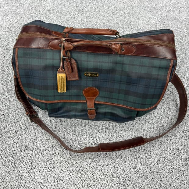 폴로 랄프로렌 90s PVC 타탄 대형 백