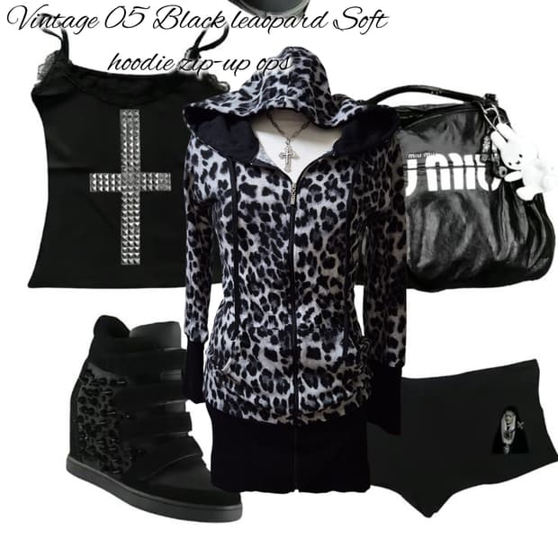 Vintage 05 Black leaopard Soft hoodie