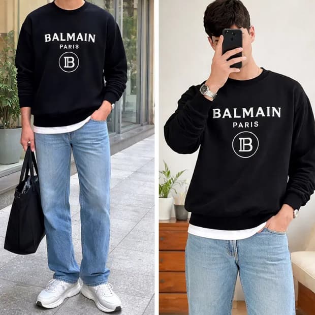 BALMAIN PARIS 로고 맨투맨 / 블랙 (40)