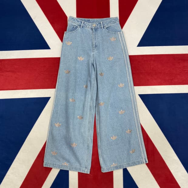 아디다스 데님 라인스톤팬츠 여성 M