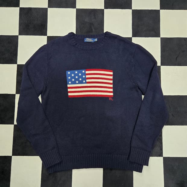 M 폴로랄프로렌 성조기니트 네이비 made in usa