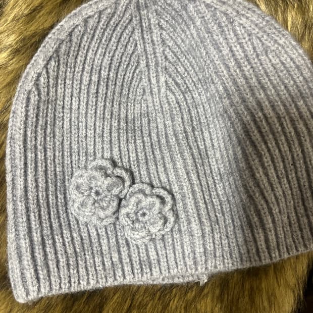 니트 플라워 비니