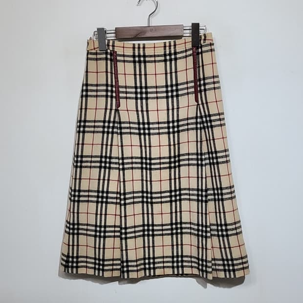 (27) 버버리 울스커트 노바체크 모직치마 알파카 블루라벨 