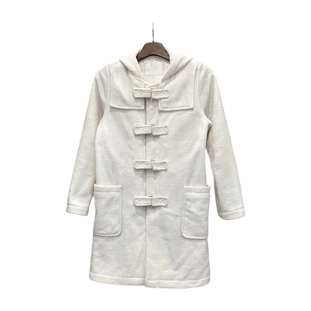 JPN VINTAGE 후드 롱코트 투포켓 벨크로 디테일 화이트