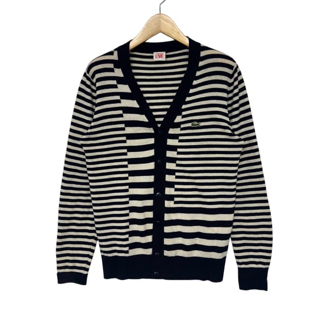 라코스테 로고 스트라이프 가디건