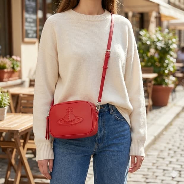 [정품/신품] 비비안웨스트우드 안나 카메라백 인젝티드 레드 크로스백